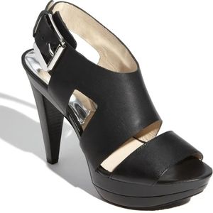 Michael Kors Carla Black Platform Cut-out Sandals
